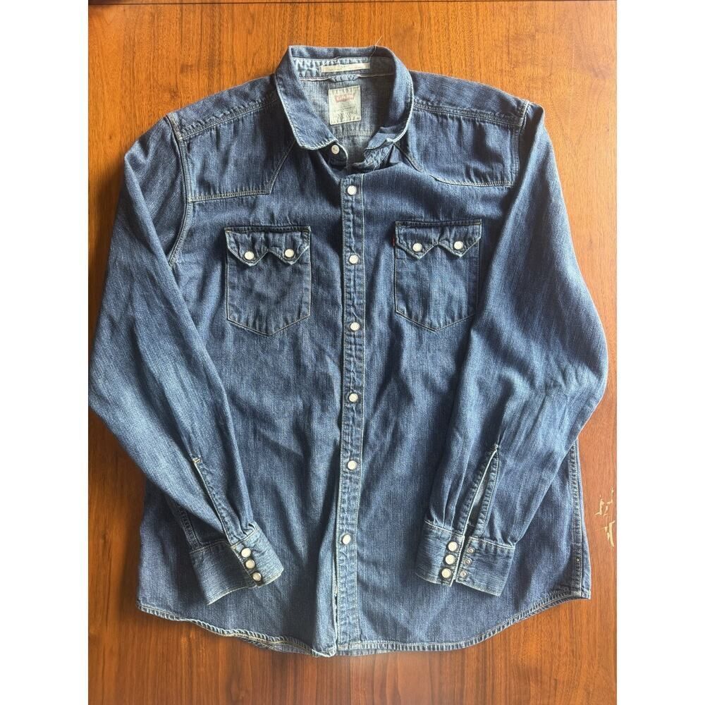 Levi's Slim Fit Western Pearl Snap Shirt - Size XXL
